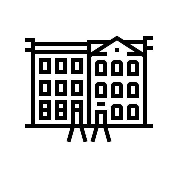 Townhome casa linha ícone vetor ilustração — Vetor de Stock