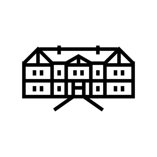 Tudor Haus Linie Symbol Vektor Illustration — Stockvektor