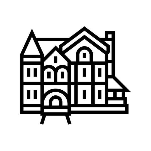 Victorian dom linia ikona wektor ilustracja — Wektor stockowy