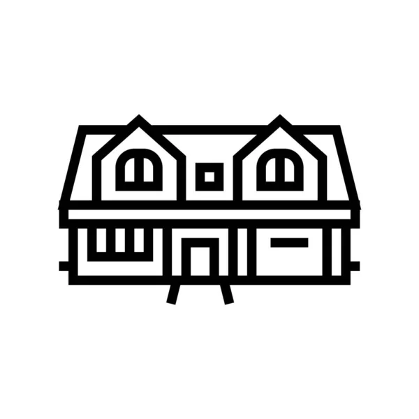 Enkele familie vrijstaande huis lijn pictogram vector illustratie — Stockvector