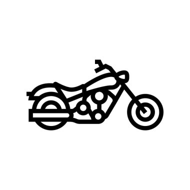 Chopper motosiklet çizgisi ikon vektör çizimi