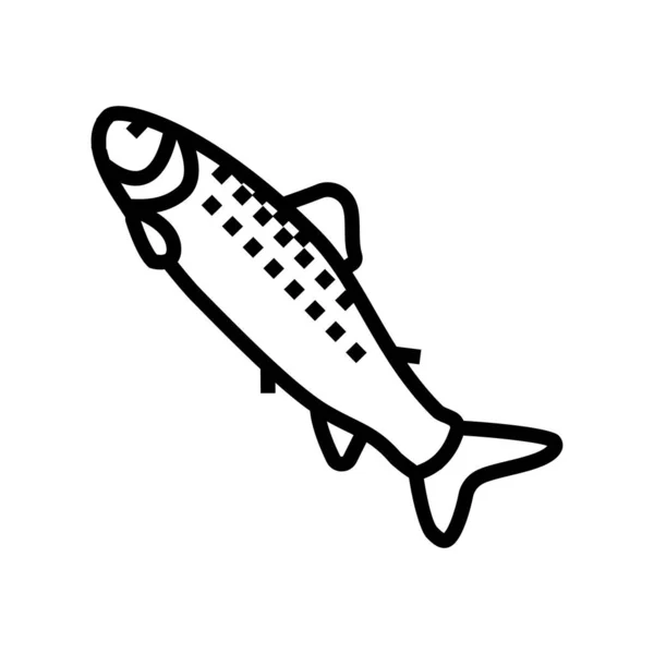 Smolt salmón línea icono vector ilustración — Vector de stock