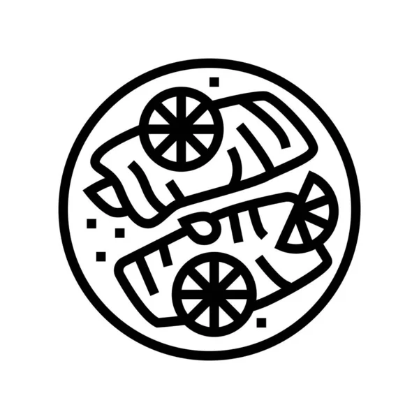 Limón cocido salmón línea icono vector ilustración — Vector de stock