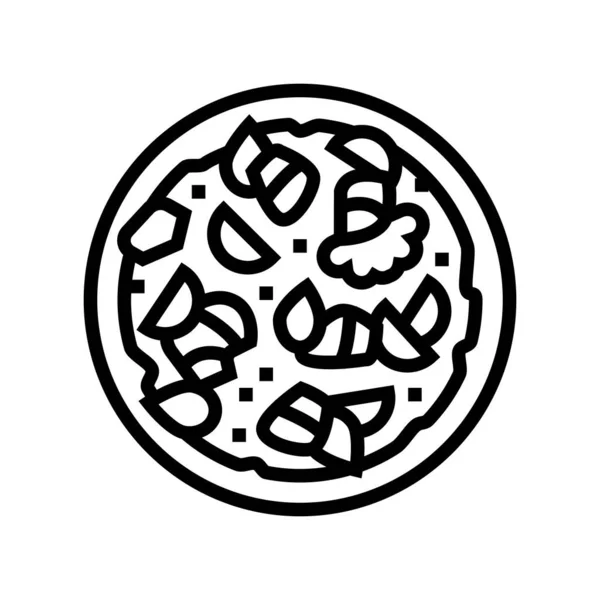 Illustrazione vettoriale icona linea salmone insalata — Vettoriale Stock