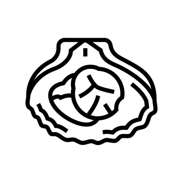 Vieiras mariscos línea icono vector ilustración — Vector de stock