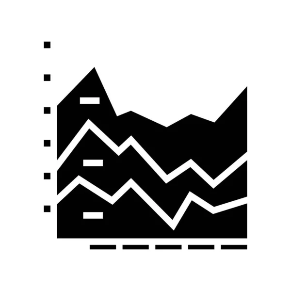 Halmozott terület chart glyph ikon vektor illusztráció — Stock Vector