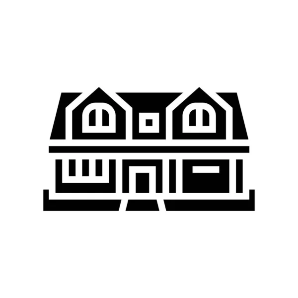 Alleenstaande familie vrijstaande woning glyph pictogram vector illustratie — Stockvector