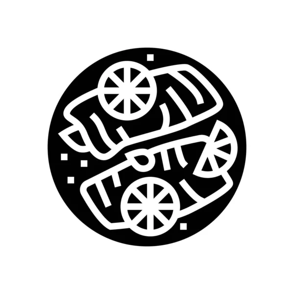 Gekochter Zitronenlachs Glyphensymbol Vektor Illustration — Stockvektor