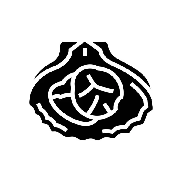 Saint-Jacques fruits de mer glyphe icône vectoriel illustration — Image vectorielle