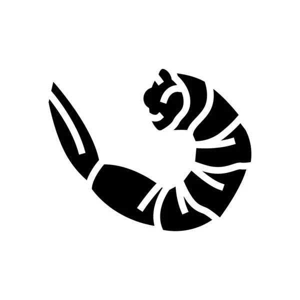 Garnélarák tenger gyümölcsei glyph ikon vektor illusztráció — Stock Vector