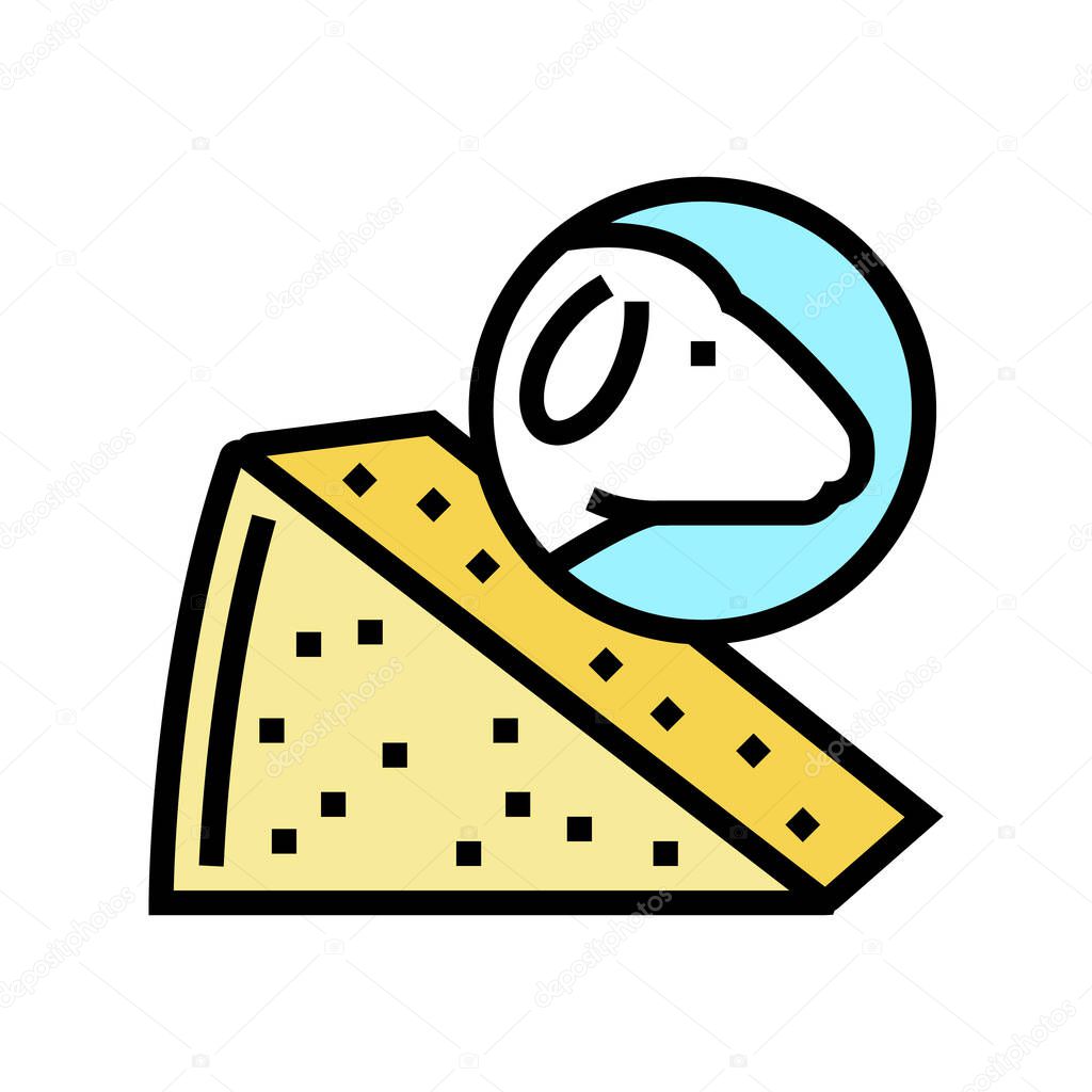 cheese sheep color icon vector illustration