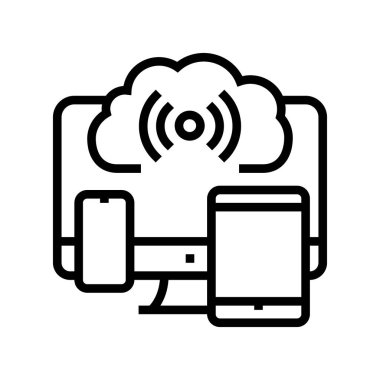 bulut depolama çizgisi vektör illüstrasyonu