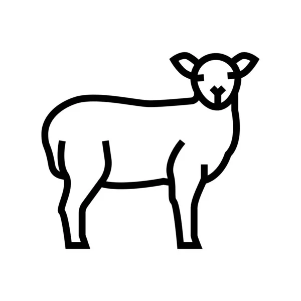 Lam binnenlandse boerderij dierlijke lijn pictogram vector illustratie — Stockvector