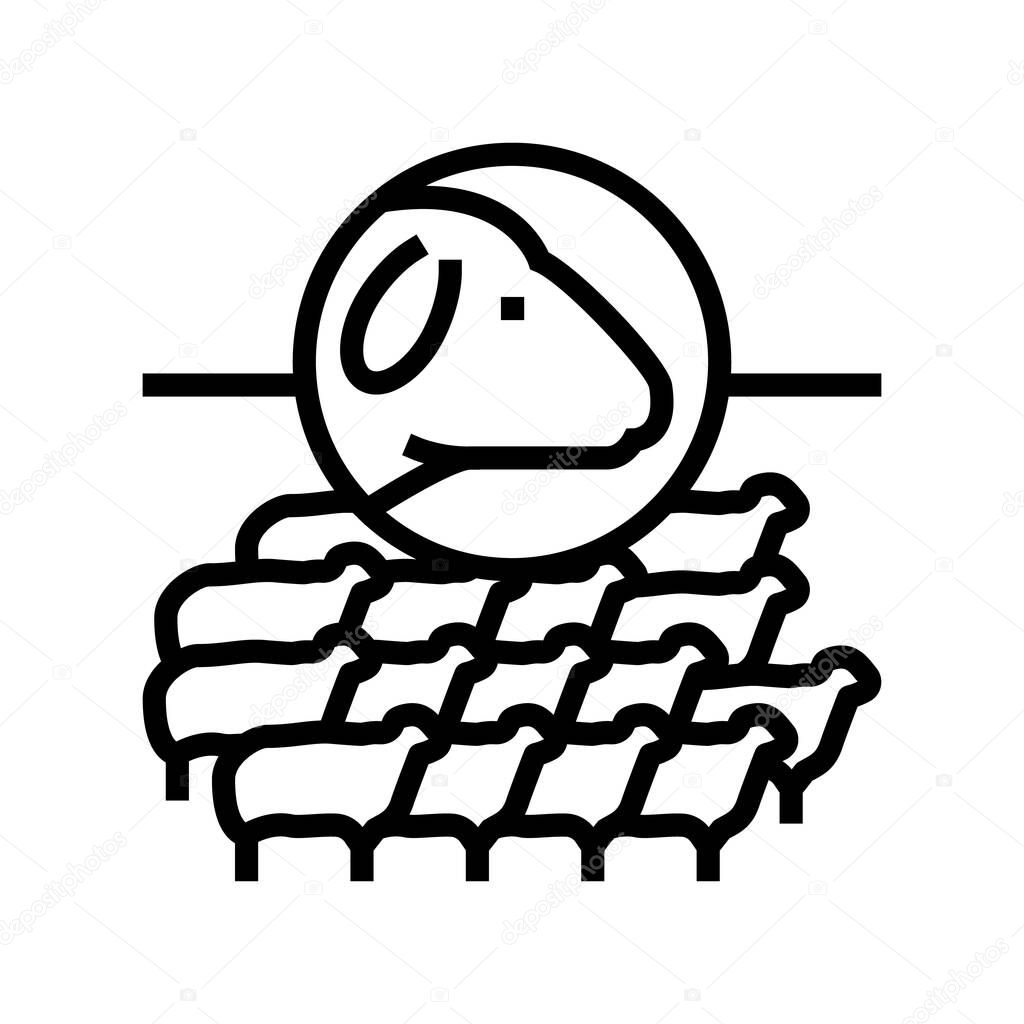 herd sheep line icon vector illustration