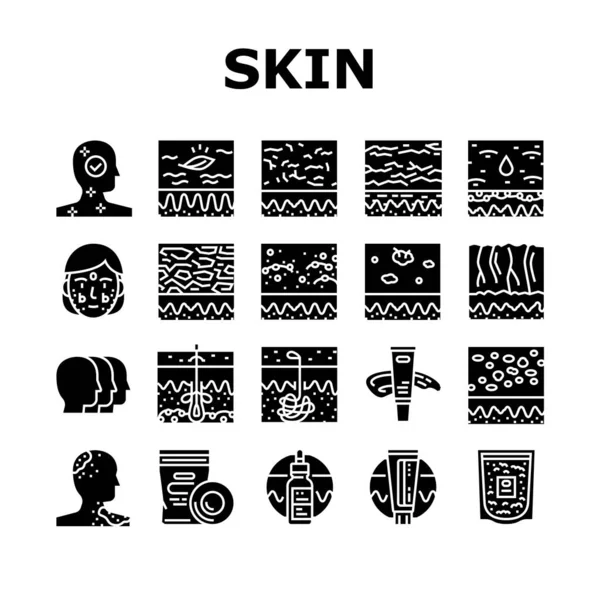 Cuidado de la piel Cosmetología y tratar iconos Set Vector — Archivo Imágenes Vectoriales