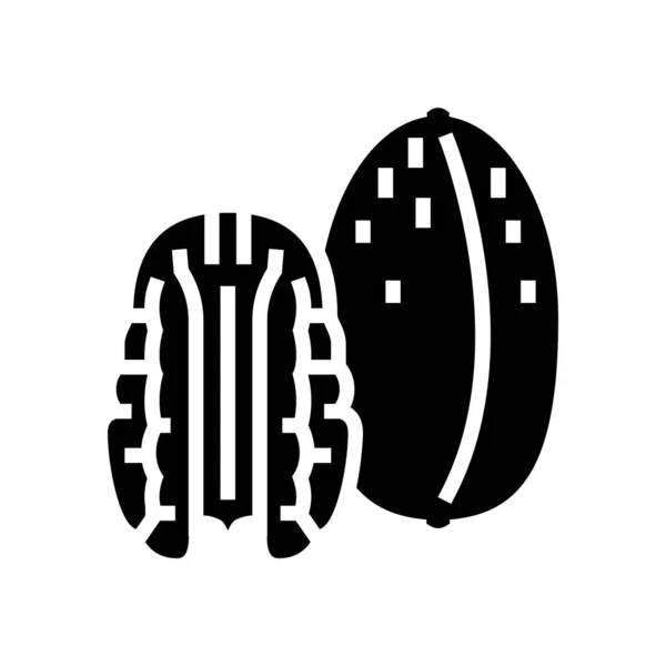 Pecan nut glyph icon vector illustration — Stock Vector