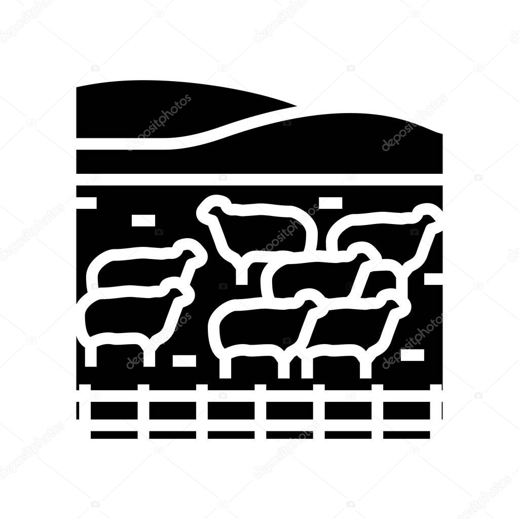 pasture sheep glyph icon vector illustration