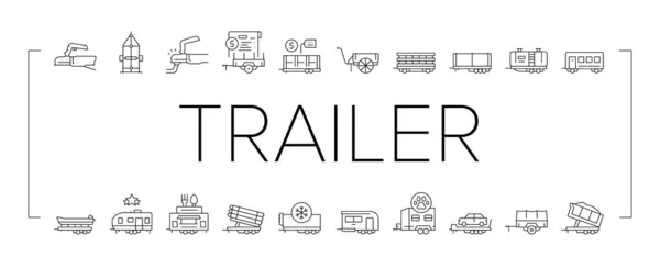 Trailer Transport Collection Icons Set Vector . — Stock Vector