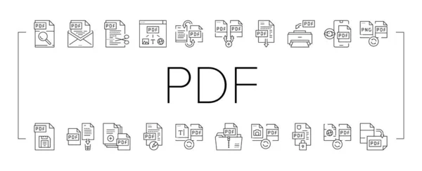 Set icone di raccolta file elettronici Pdf vettoriale . — Vettoriale Stock