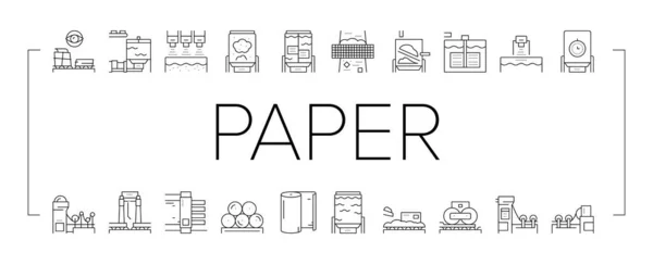 Papierproductie-installatie verzameling Pictogrammen Set Vector . — Stockvector