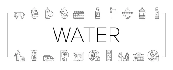 Water Delivery Service Business Icons Set Vector . —  Vetores de Stock