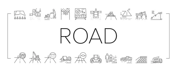 Road Construction Collection ikoner uppsättning vektor . — Stock vektor