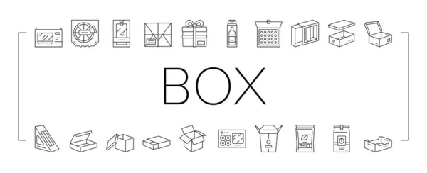 Boîte Carton Container Collection Icônes Set vectoriel . — Image vectorielle