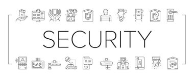 Ev Güvenlik Aygıtı Koleksiyon Simgeleri Vektörü Ayarla .