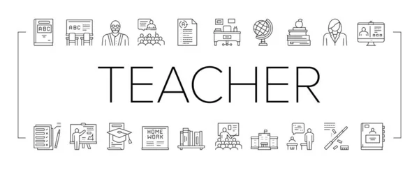 Sada ikon kolekce vzdělávání učitelů . — Stockový vektor