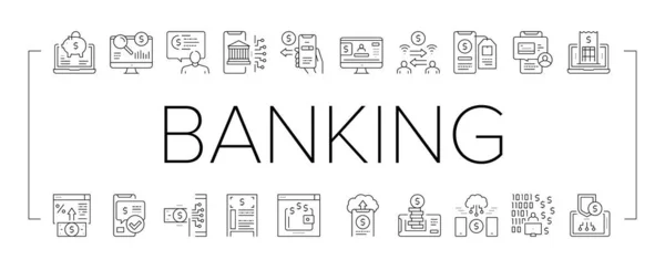 Online Banking Finanza Collezione Icone Set vettoriale . — Vettoriale Stock