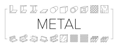 Metal Malzeme Yapılandırma Işınlama Simgeleri Vektörü Ayarla .