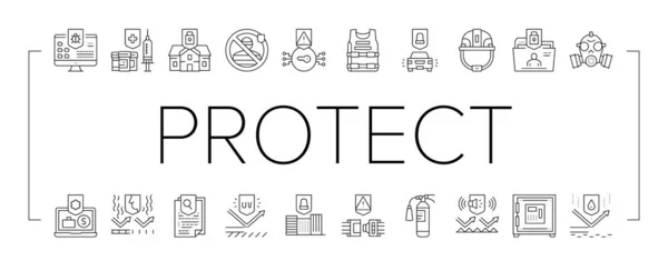 Proteggere Tecnologia Collezione Icone Set vettoriale Illustrazione . — Vettoriale Stock
