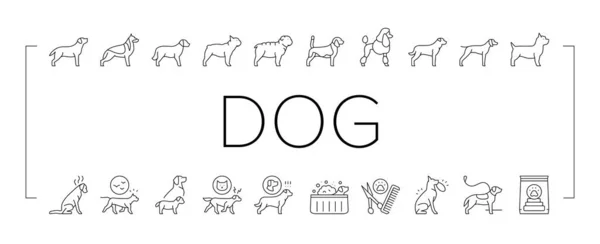 Dog Domestic Animal Collection Icons Set Vector . — Stock Vector