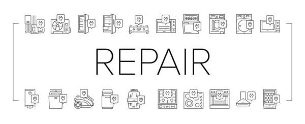 Appliances Repair Maintenance Icons Set Vector . — Vetor de Stock