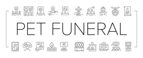 Pet Funeral Cemetery Collection Icons Set Vector . — Vettoriale Stock