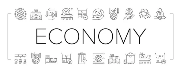 Modelo de Economia Circular e Linear Conjunto de Ícones Vetor . —  Vetores de Stock