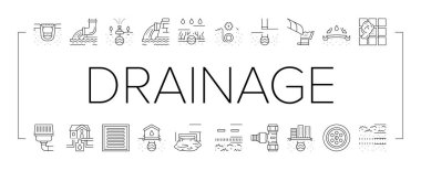 Atık Su Sistemi Toplama Simgeleri Vektörü Ayarla .