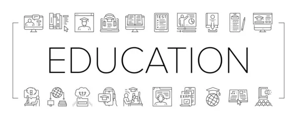 Online Education Book Collection Icons Set Vector . — 스톡 벡터