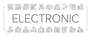 Elektronik Onarım Koleksiyon Simgeleri Vektörü Ayarla .