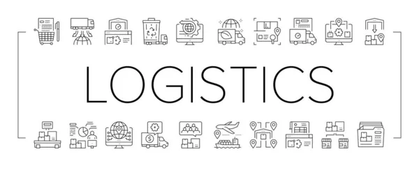 Ikony obchodní sbírky Logistics Set Vector Illustration . — Stockový vektor