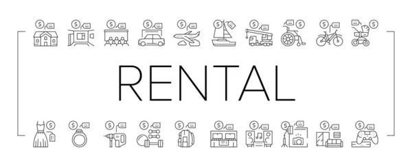 Rental Service Business Collection Icons Set Vektor . — Stockvektor