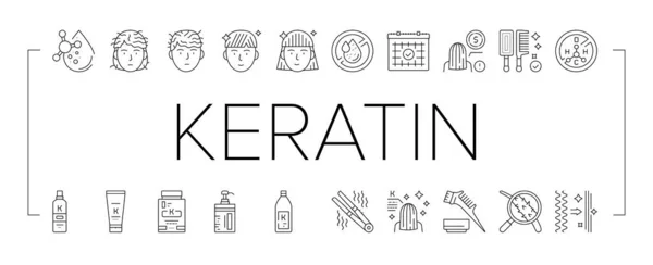 Keratin Hair Procedure Collection Icônes Set vecteur . — Image vectorielle