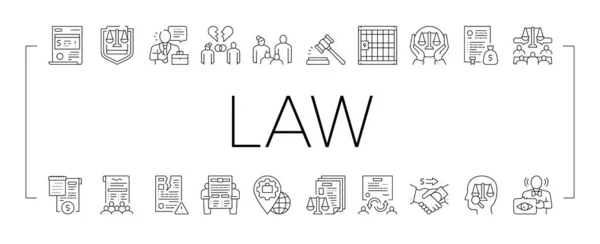 Law Justice Dictionary Collection Icons Set Vector . — Stock Vector