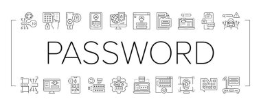 Parola Koruma Simgeleri Vektör Resmini Ayarla .