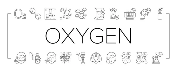 Set de iconos de colección química de oxígeno O2 Vector . — Archivo Imágenes Vectoriales
