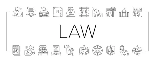 Law Notary Advising Collection Icons Set Vector . — Stock Vector