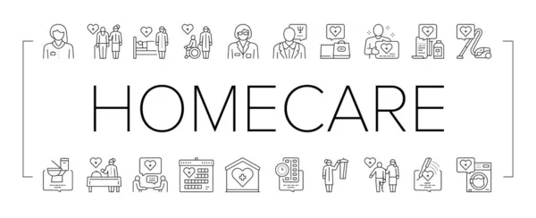 Homecare Services Collection Icons Set Vector . — 스톡 벡터