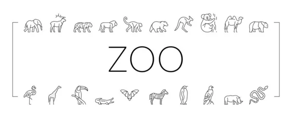 動物園動物、鳥、ヘビのアイコンセットベクトル . — ストックベクタ