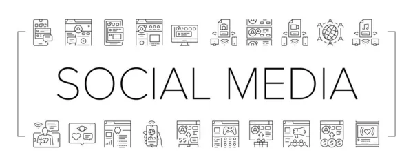Coleção Internet Social Media Ícones Set Vector . —  Vetores de Stock