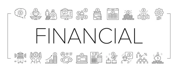 Набор иконок для сбора финансового образования . — стоковый вектор